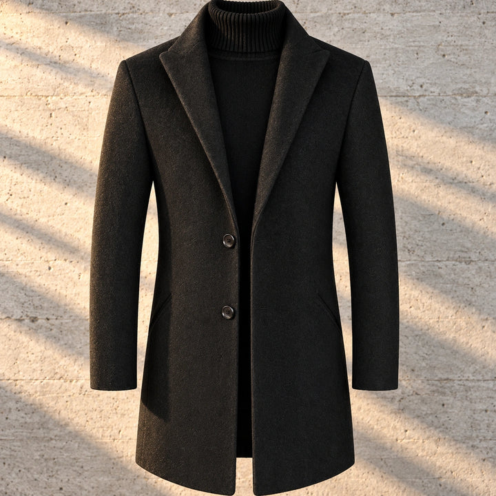 Dudley Wool Blend Notch Lapel Coat - Black