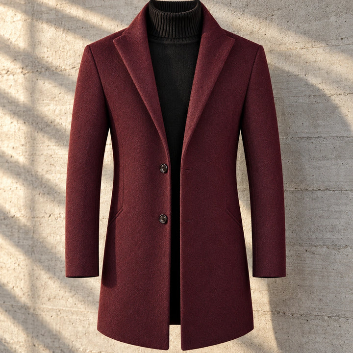 Dudley Wool Blend Notch Lapel Coat - Red