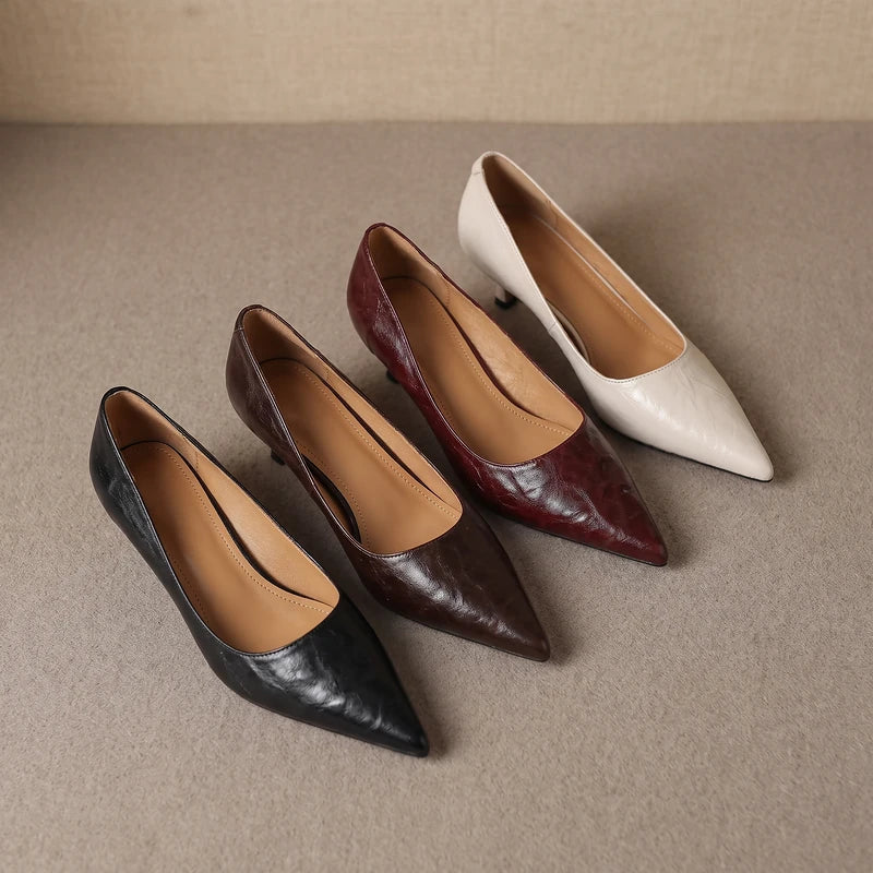 Eugenie Women's Leather Kitten Heels