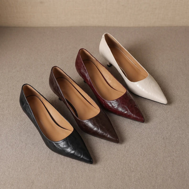 Eugenie Women's Leather Kitten Heels