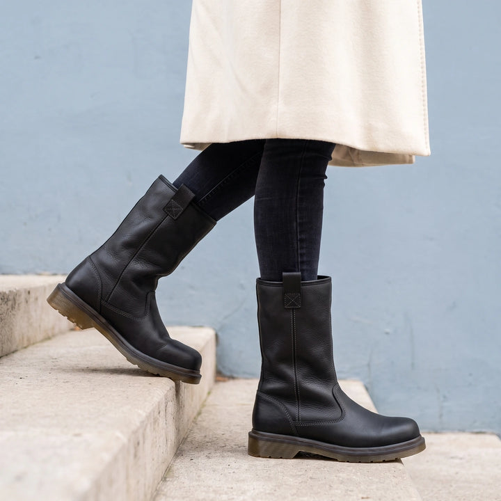 Elodia Plush Lined Pull Tab Mid Calf Boots - Black