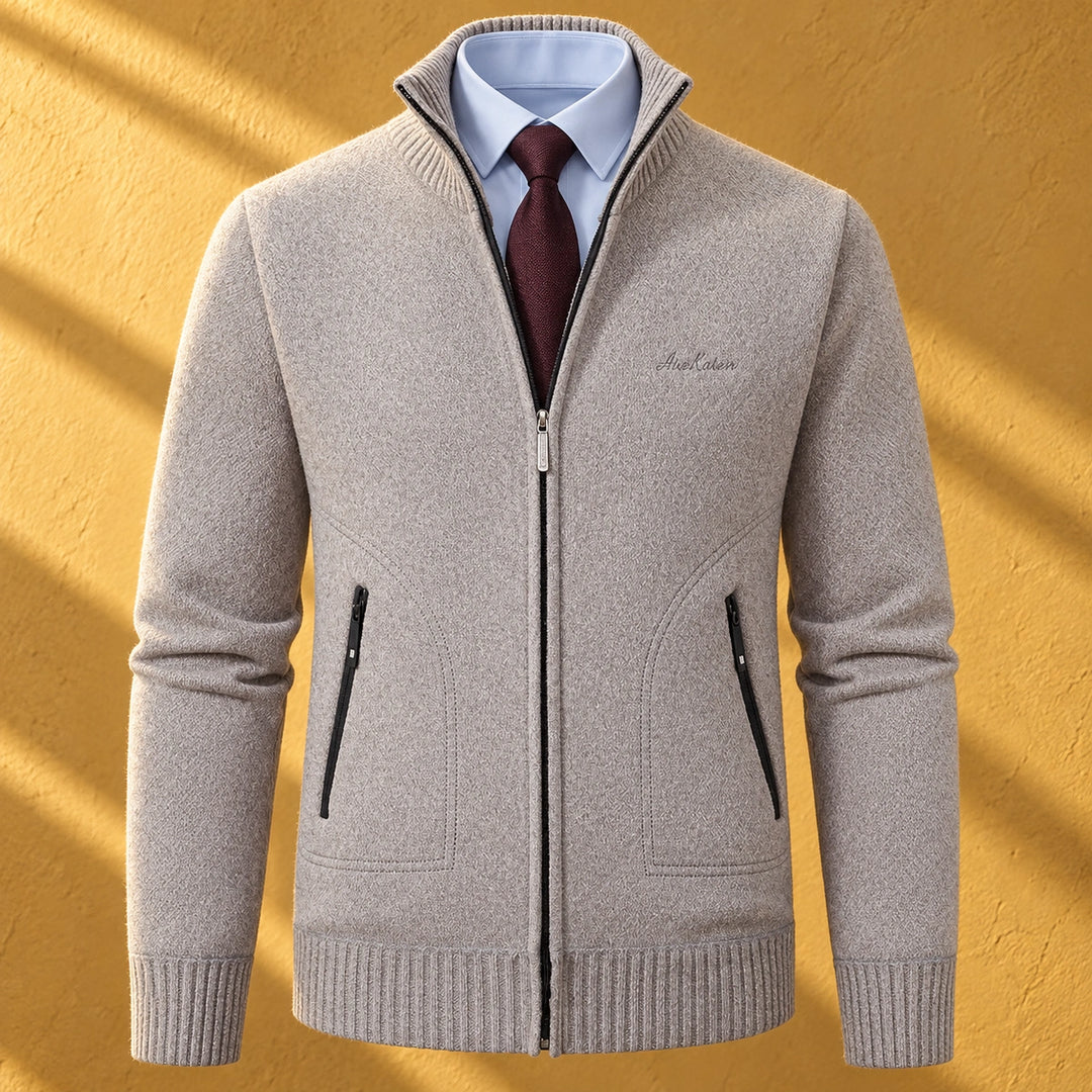 Ernest Heathered Knit Zip Cardigan - Light Gray