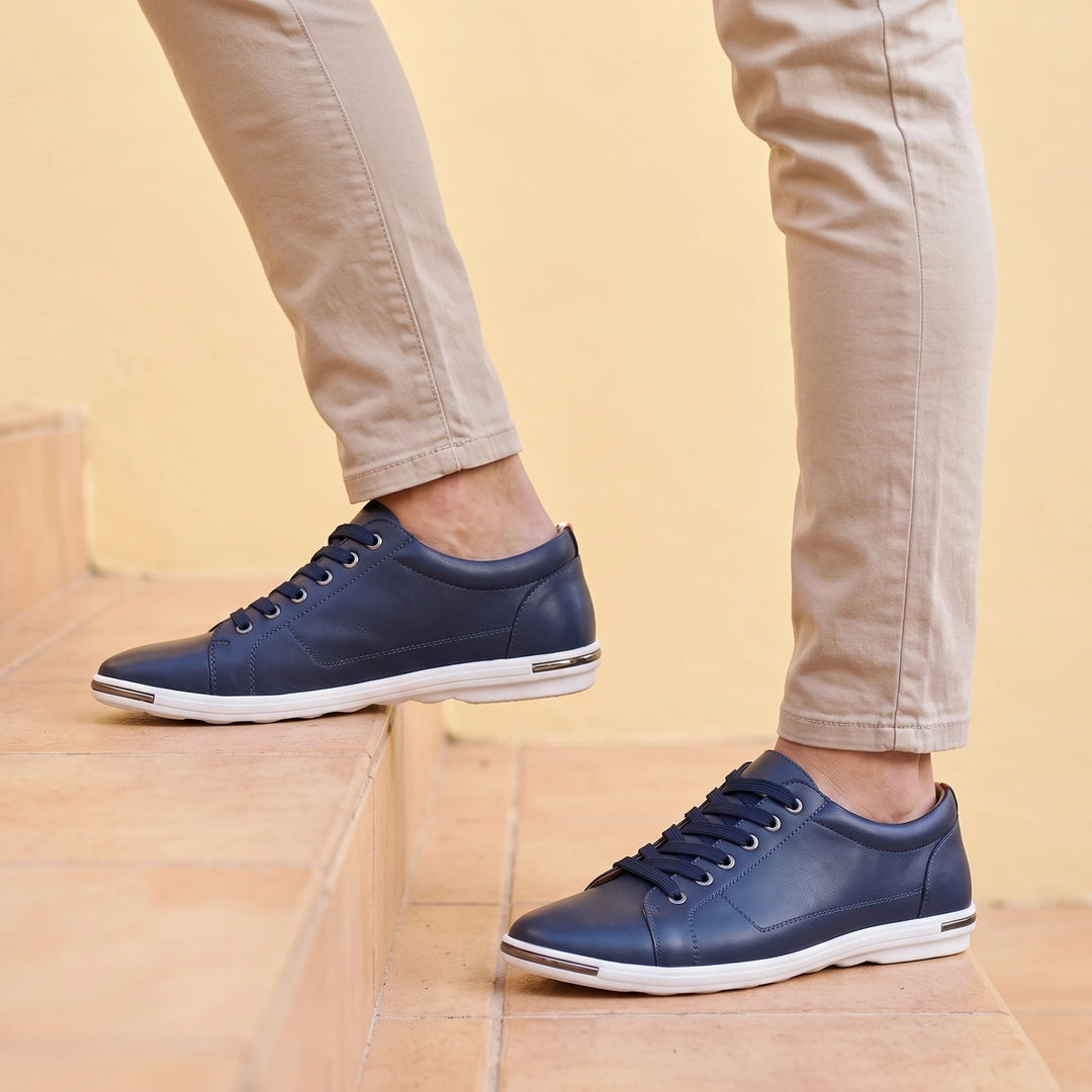 Eugene Genuine Leather Smart Casual Sneakers - Blue