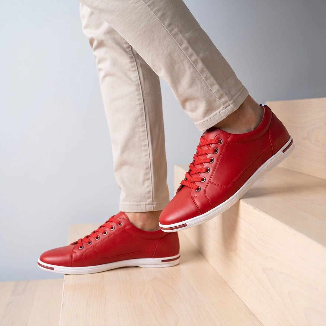 Eugene Genuine Leather Smart Casual Sneakers - Red