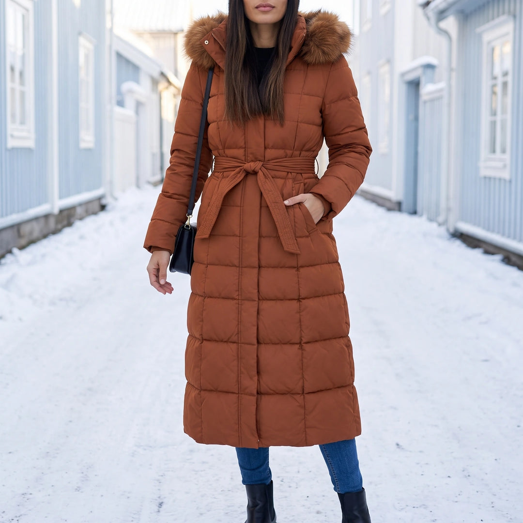Evelyn Maxi Quilted Puffer Coat - Caramel
