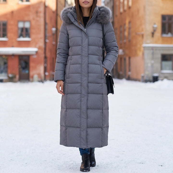Evelyn Maxi Quilted Puffer Coat - Dark Gray