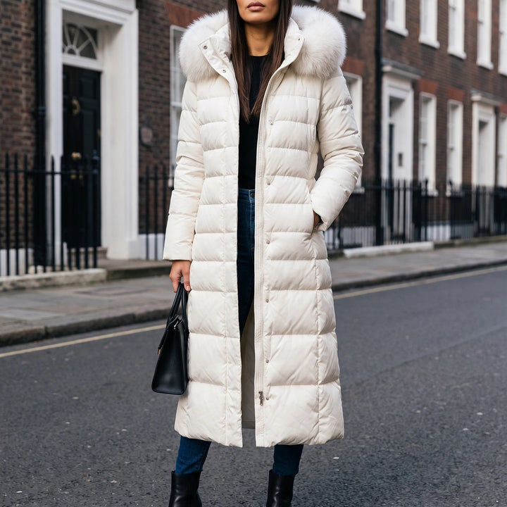 Evelyn Maxi Quilted Puffer Coat - White