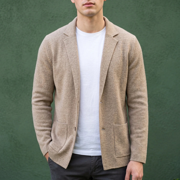 Evrard Pure Cashmere Knit Blazer Cardigan - Camel