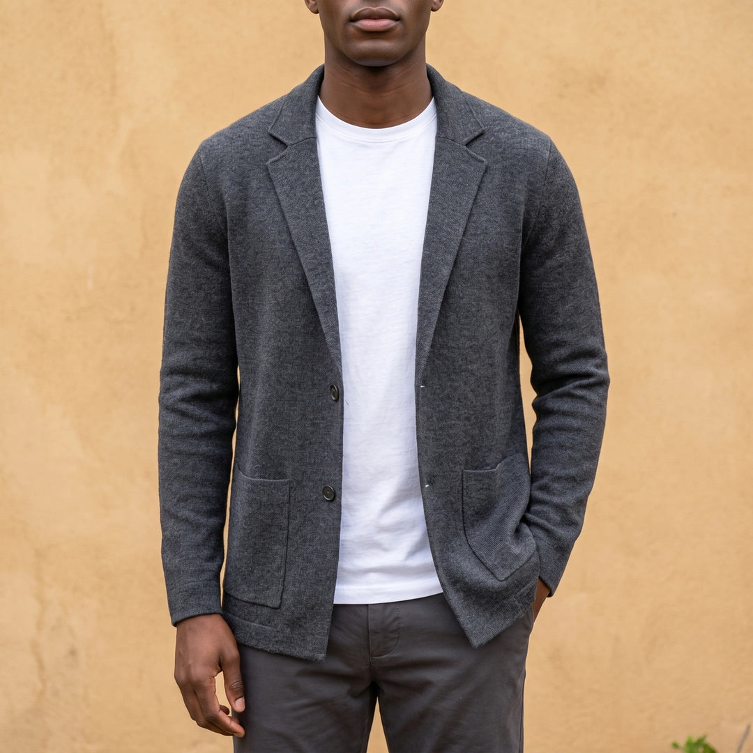 Evrard Pure Cashmere Knit Blazer Cardigan - Gray