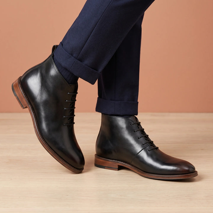 Ferdinando Full Grain Leather Goodyear Welt Boots - Black