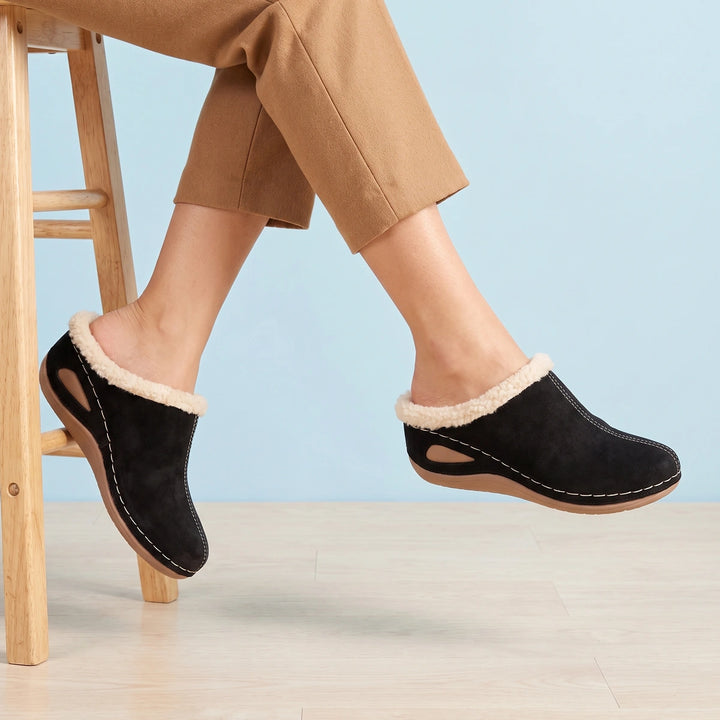 Fernanda Plush Lined Contoured Footbed Clogs - Black