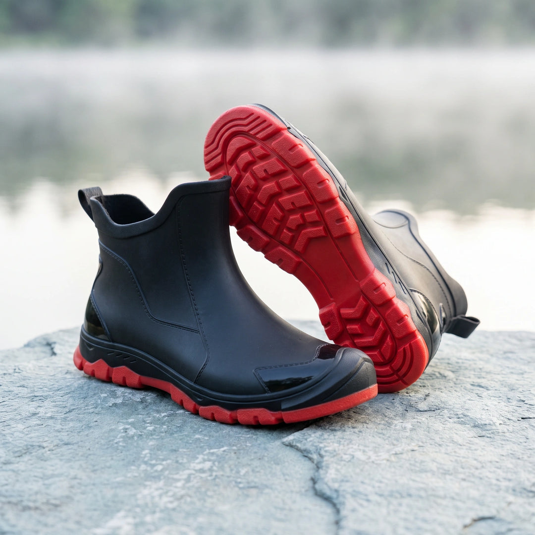 Fraser Rubber Lug Sole Rain Boots - Black