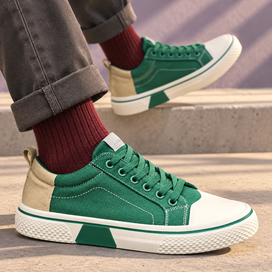 Freddie Breathable Canvas Lace Up Sneakers - Green