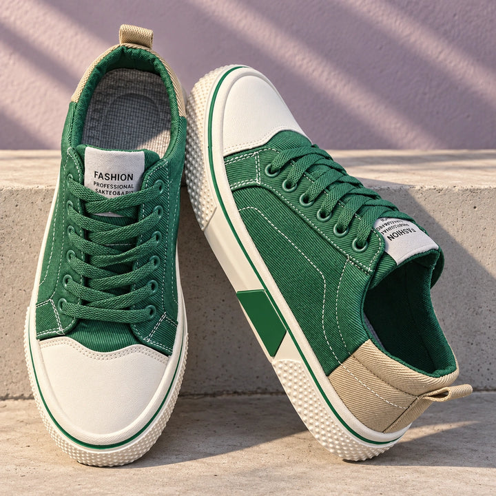 Freddie Breathable Canvas Lace Up Sneakers - Green