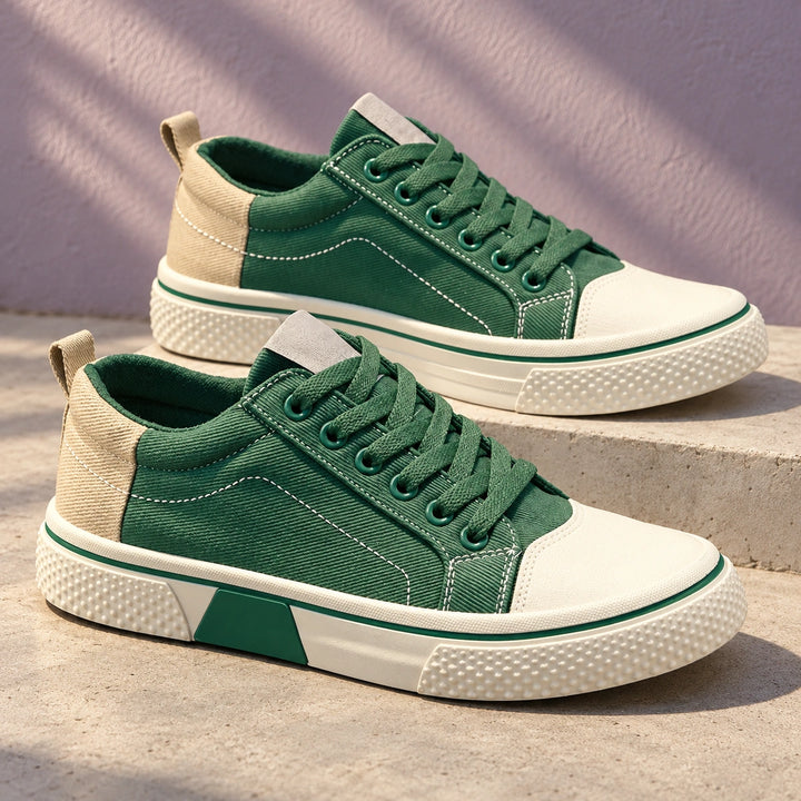 Freddie Breathable Canvas Lace Up Sneakers - Green