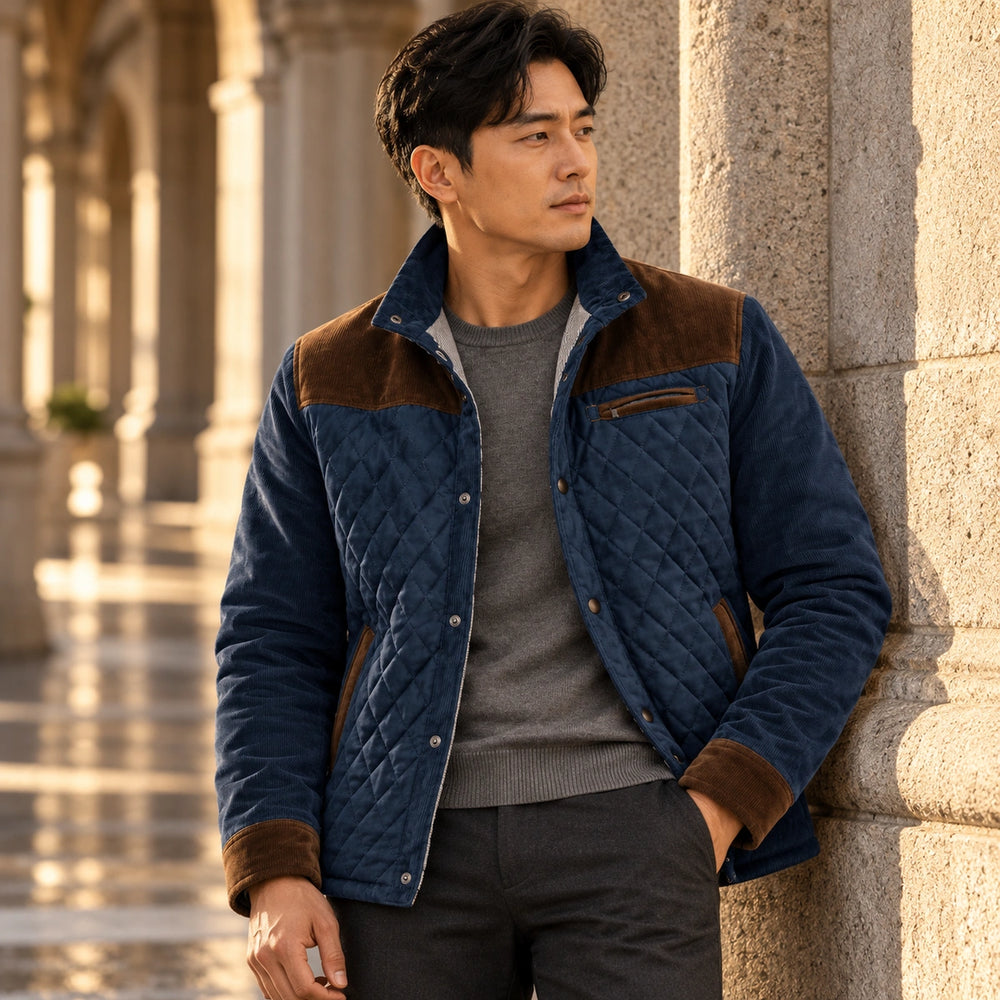 Glenn Diamond Quilted Corduroy Jacket - Brown