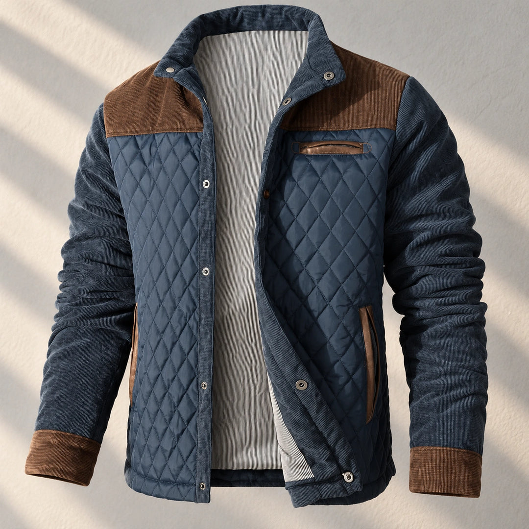 Glenn Diamond Quilted Corduroy Jacket - Brown