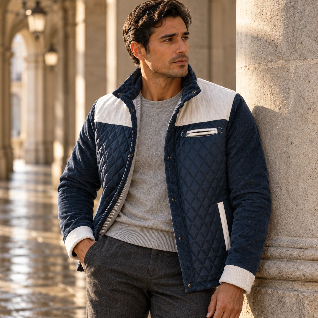 Glenn Diamond Quilted Corduroy Jacket - Gray