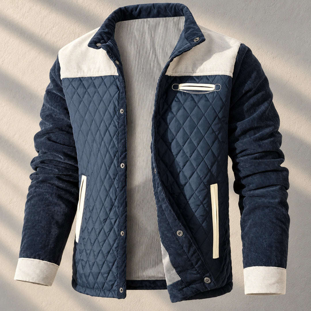 Glenn Diamond Quilted Corduroy Jacket - Gray