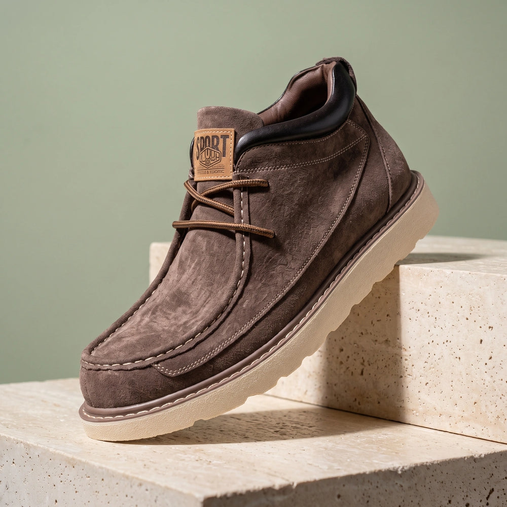 Gottfried Suede Moc Toe Wedge Sole Chukka Boots - Brown