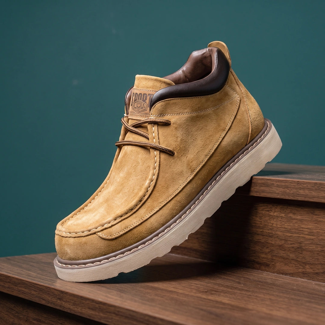 Gottfried Suede Moc Toe Wedge Sole Chukka Boots - Camel