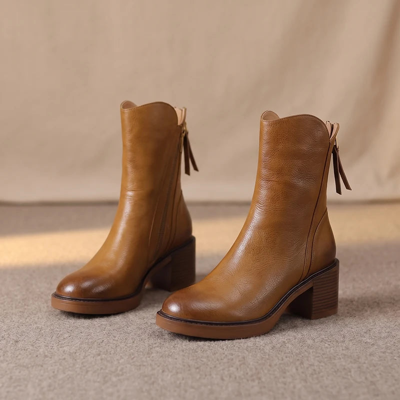 Odette Women's Tassel Zip Ankle Boots - Brown