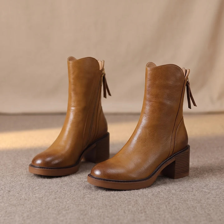 Odette Women's Tassel Zip Ankle Boots - Brown