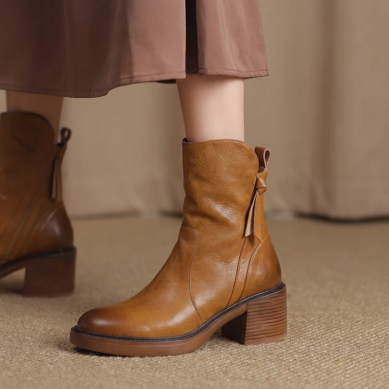 Odette Women's Tassel Zip Ankle Boots - Brown