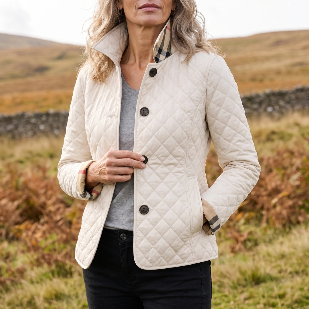 Harriet Diamond Quilted Jacket - Beige