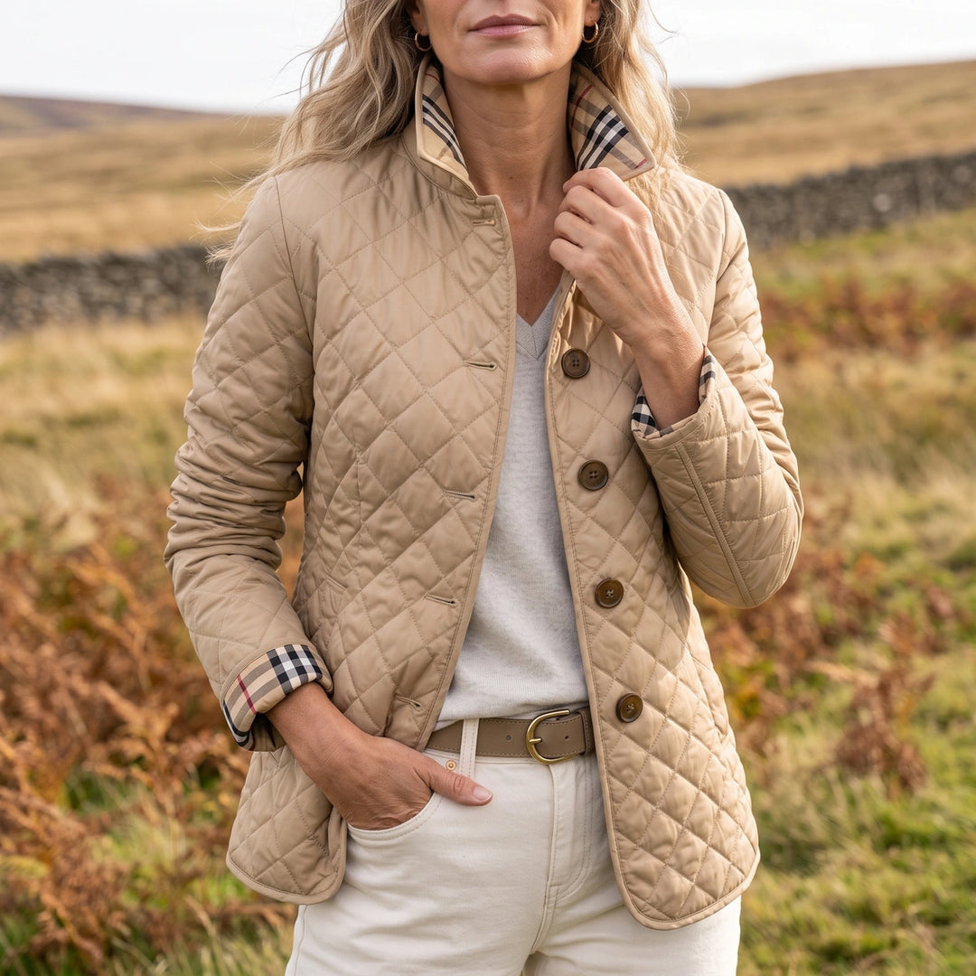 Harriet Diamond Quilted Jacket - Khaki
