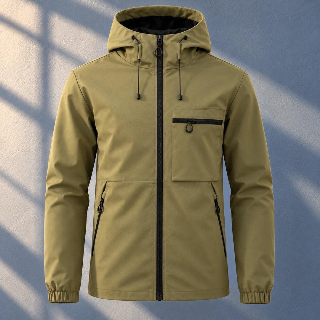 Hendrick Zip Pocket Hooded Windbreaker Jacket - Army Green