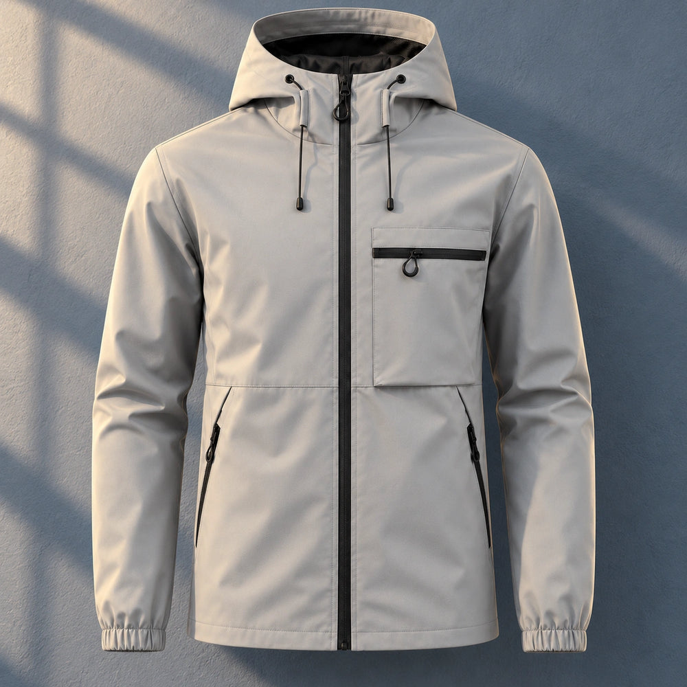 Hendrick Zip Pocket Hooded Windbreaker Jacket - Gray