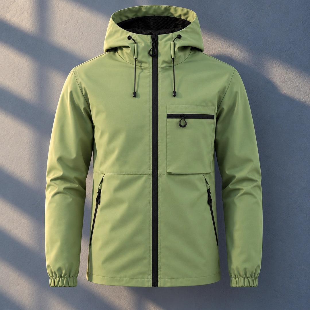Hendrick Zip Pocket Hooded Windbreaker Jacket - Green