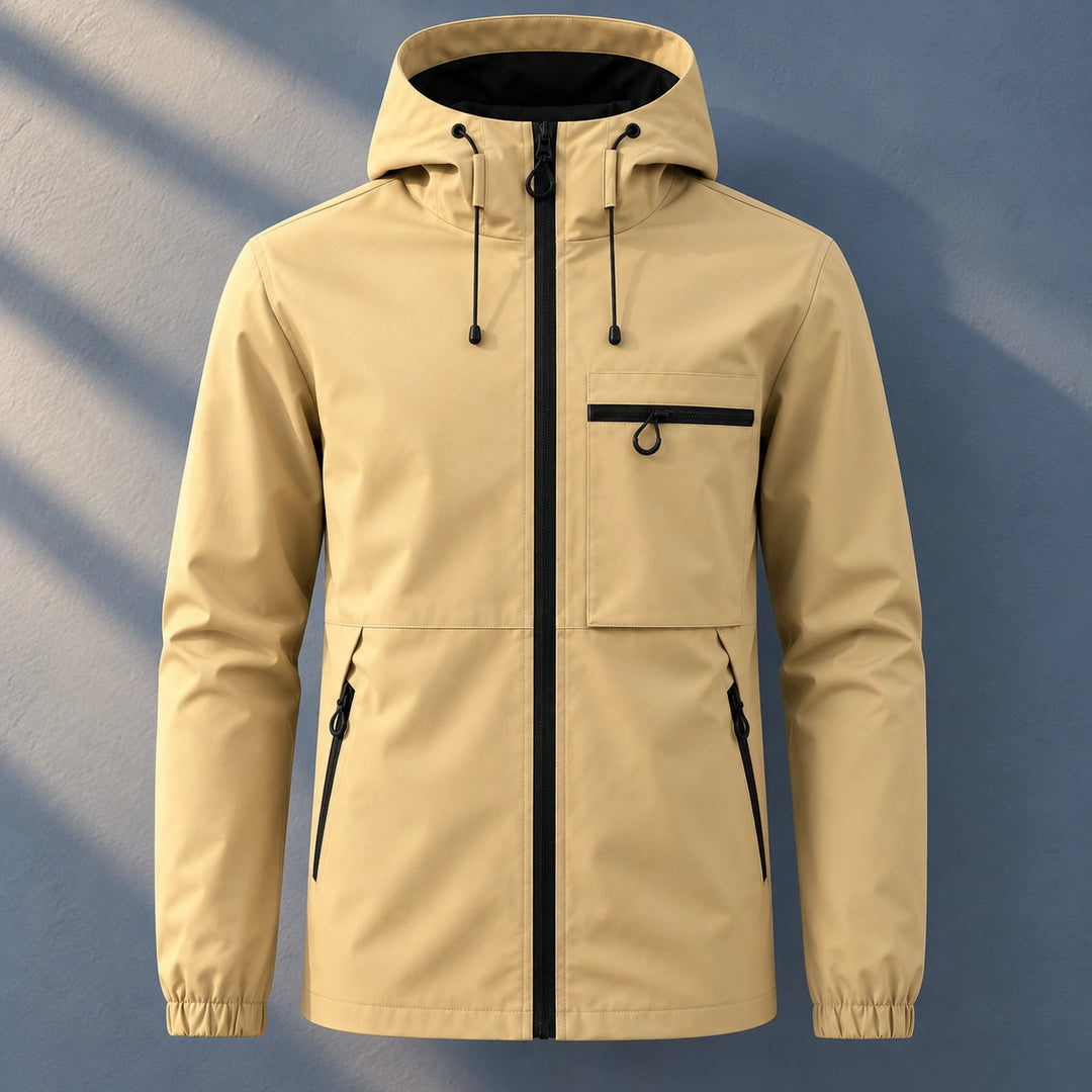 Hendrick Zip Pocket Hooded Windbreaker Jacket - Khaki