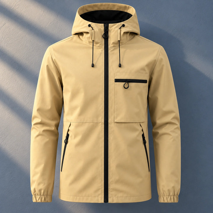 Hendrick Zip Pocket Hooded Windbreaker Jacket - Khaki