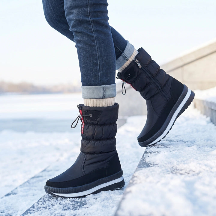 Hesper Waterproof Velvet Lined Puffer Snow Boots - Black