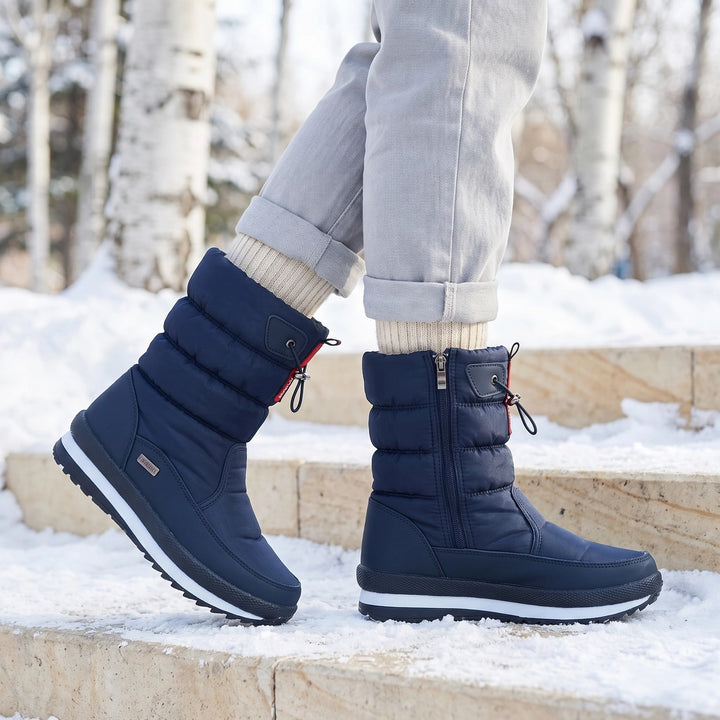 Hesper Waterproof Velvet Lined Puffer Snow Boots - Dark Blue