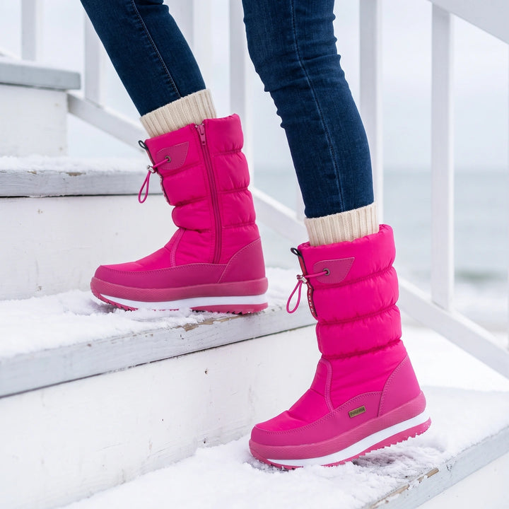 Hesper Waterproof Velvet Lined Puffer Snow Boots - Pink