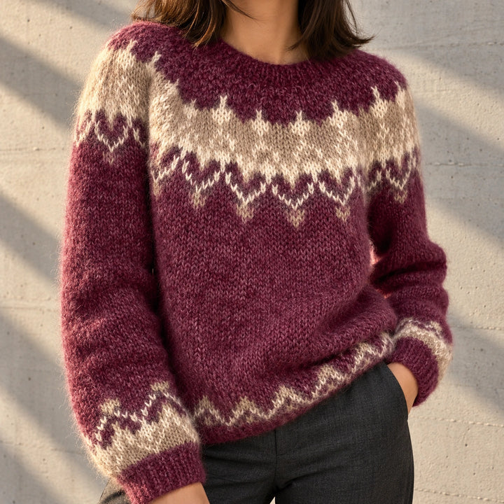 Holly Fair Isle Knit Pullover Sweater - Red