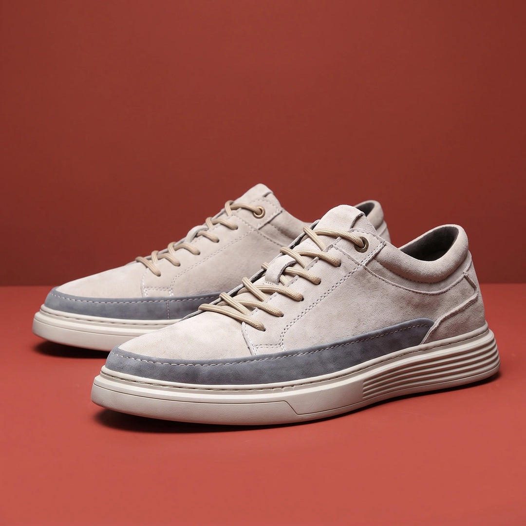 Ilario Genuine Suede Orthopedic Height Sneakers - Cream