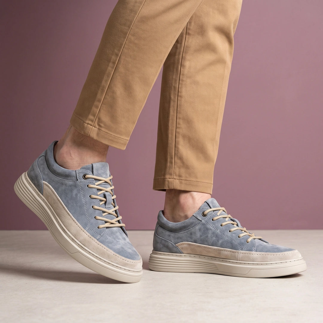 Ilario Genuine Suede Orthopedic Height Sneakers - Gray