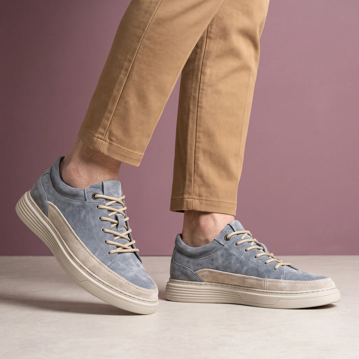 Ilario Genuine Suede Orthopedic Height Sneakers - Gray
