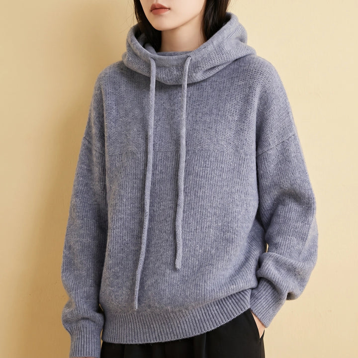 Imelda Drop Shoulder Wool Blend Hooded Sweater - Gray