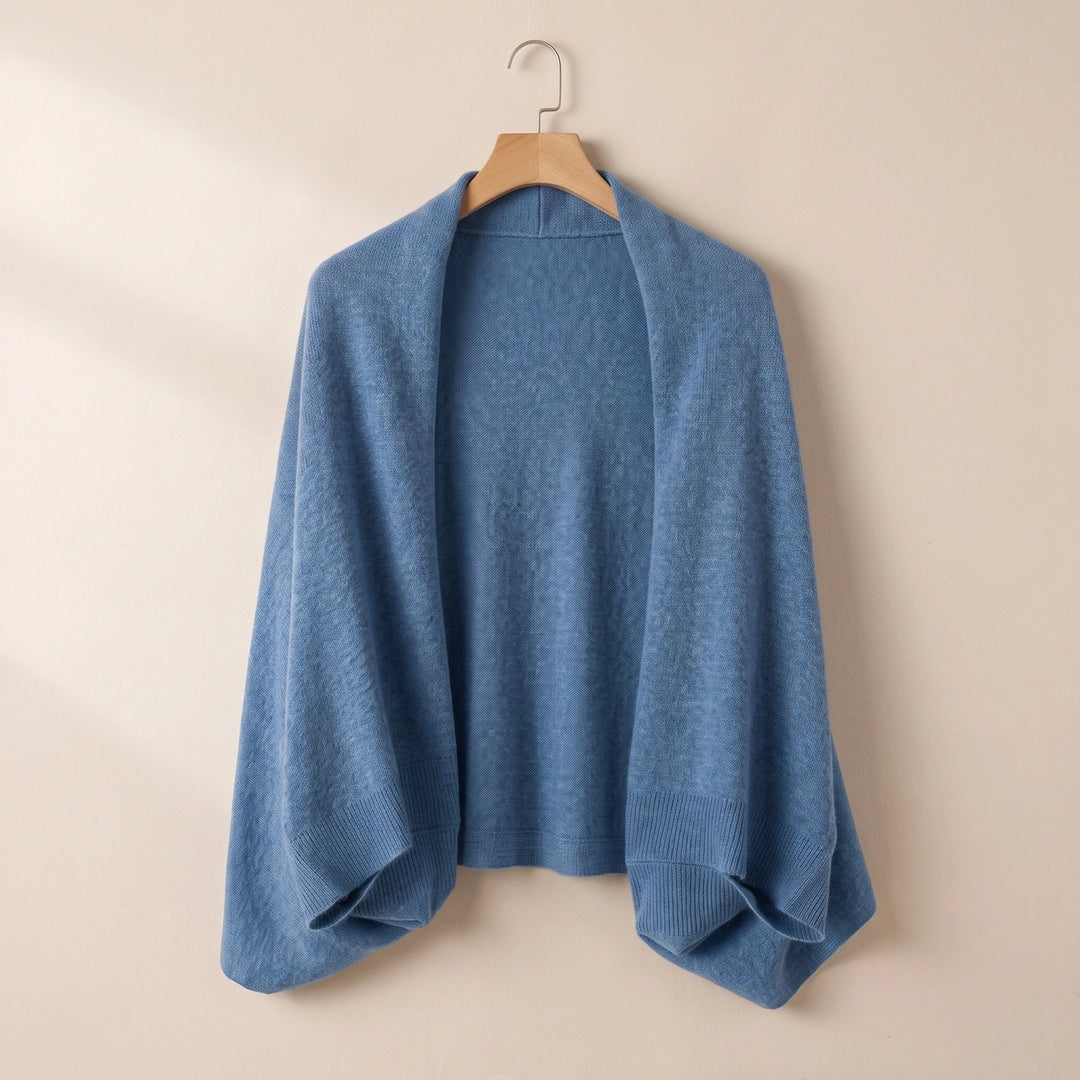 Iris Pure Wool Shawl Cardigan - Blue