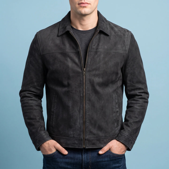 Jackson Genuine Leather Zip Front Jacket - Black