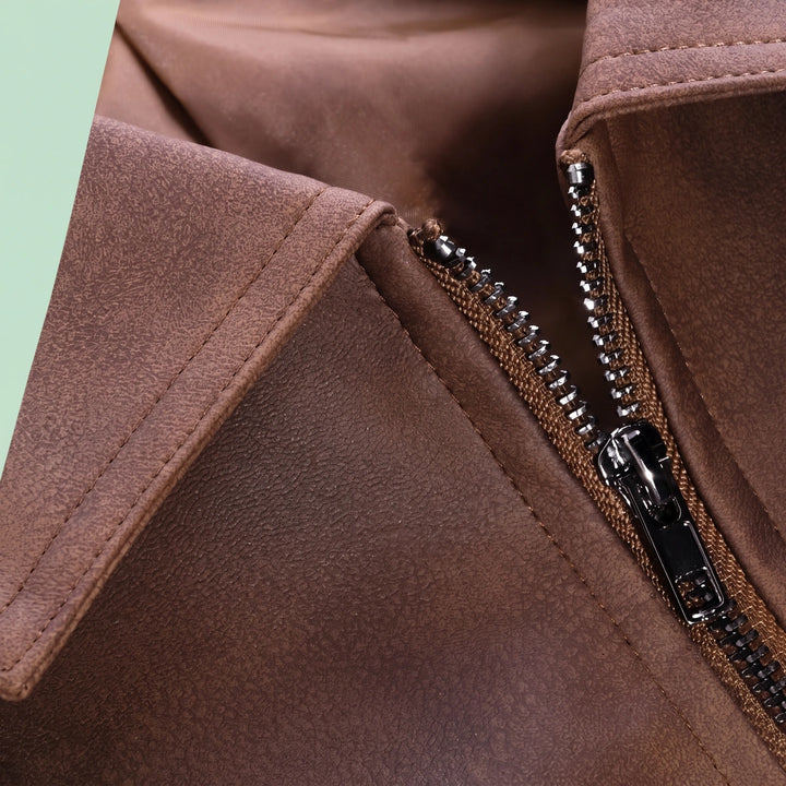 Jackson Genuine Leather Zip Front Jacket - Brown