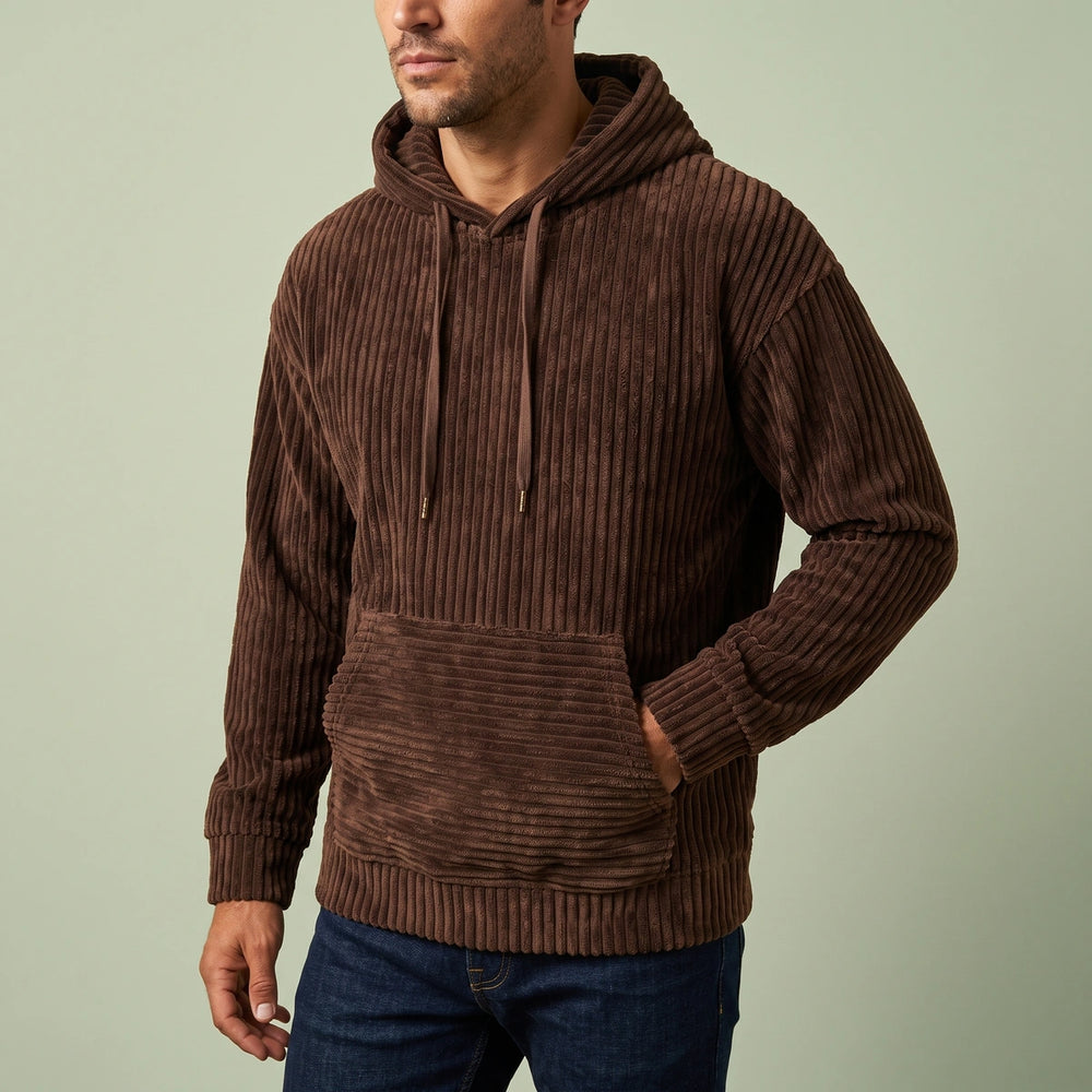 Jasper Corduroy Pullover Hoodie - Brown