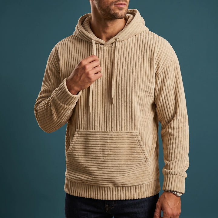 Jasper Corduroy Pullover Hoodie - Khaki