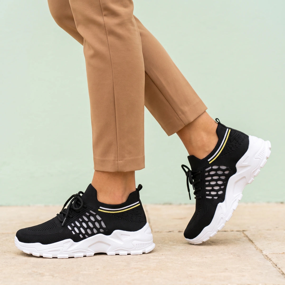 Joanna Arch Support Chunky Knit Sneakers - Black