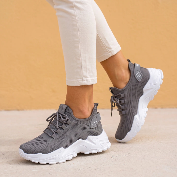 Joanna Arch Support Chunky Knit Sneakers - Gray